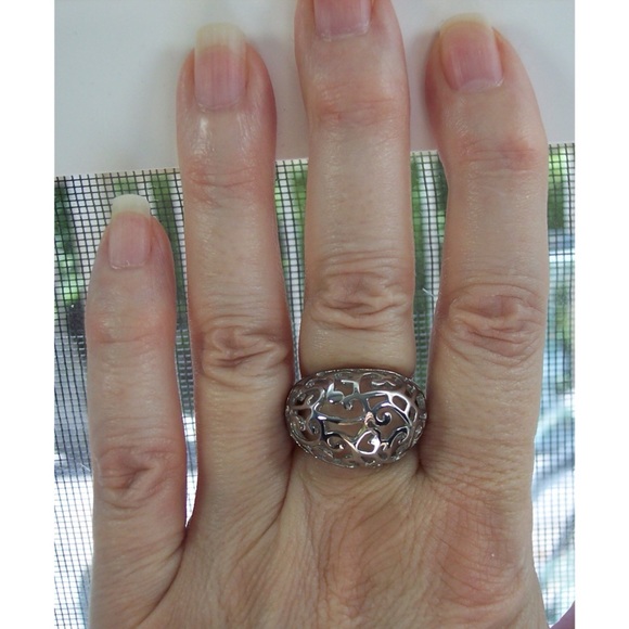 STAINLESS STEEL Open Work Design Dome Ring - Picture 10 of 14